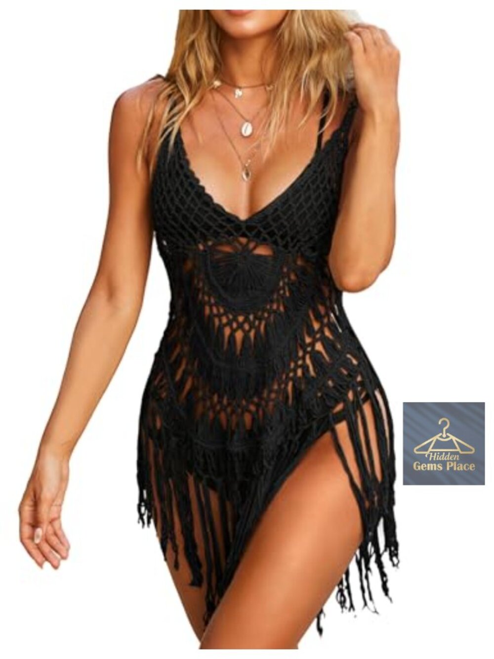 Crochet Swimsuit Cover Up Tassel Beach Dress Pool Swimwear